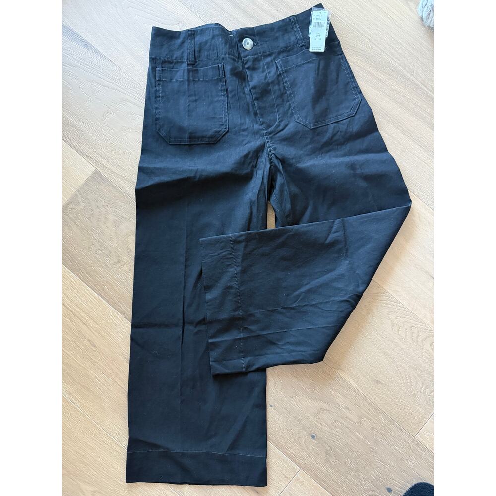 New Anthropologie The Colette Crop Wide Leg Pant Black 29P - Picture 3 of 5